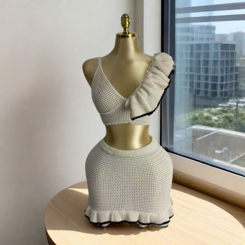 Women One-shoulder Ruffle Swimsuit Strapless Bikini Two Pieces 6