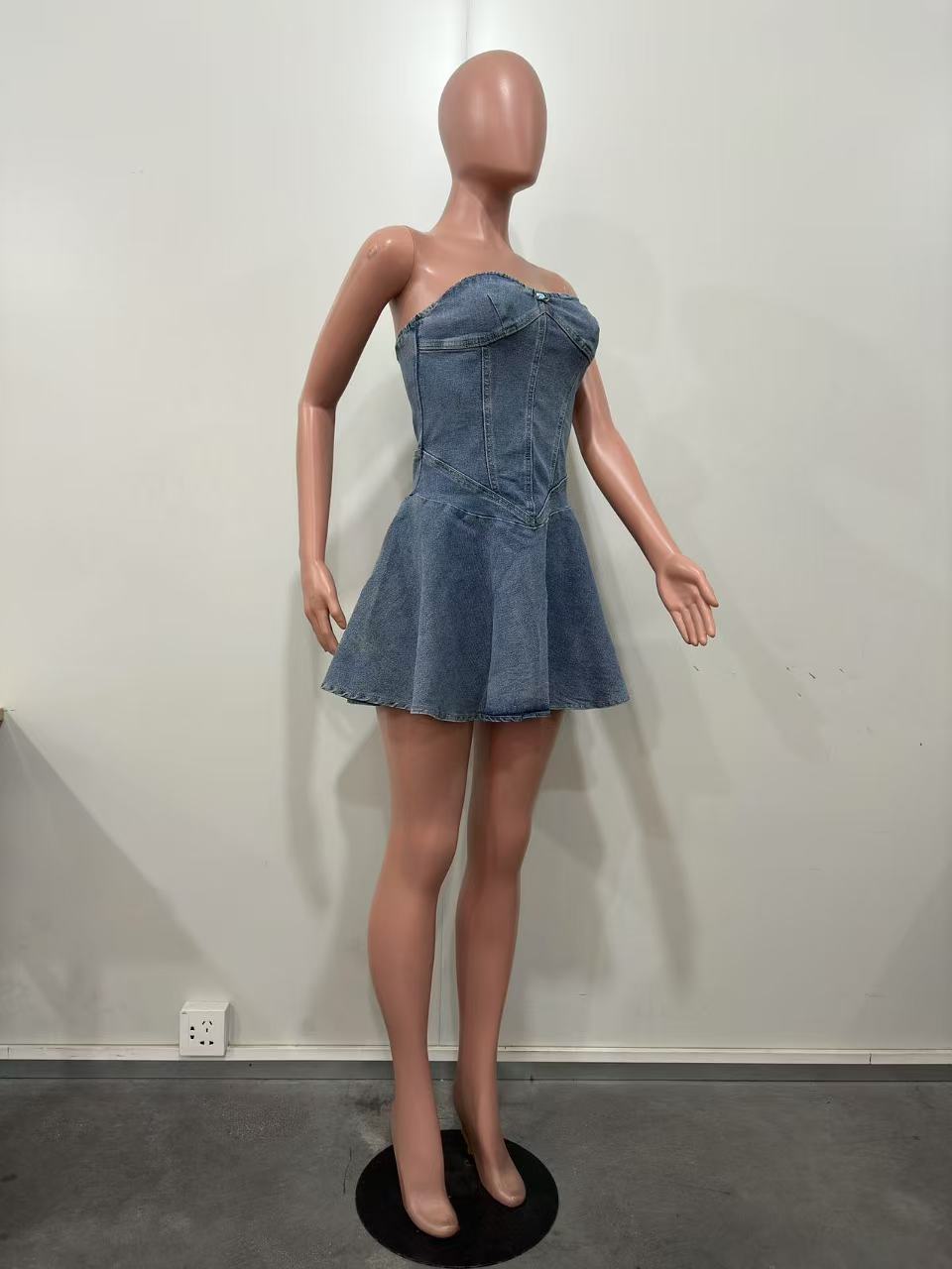 Women's Sleeveless Fashion Chic Denim sexy a-line mini dress 13