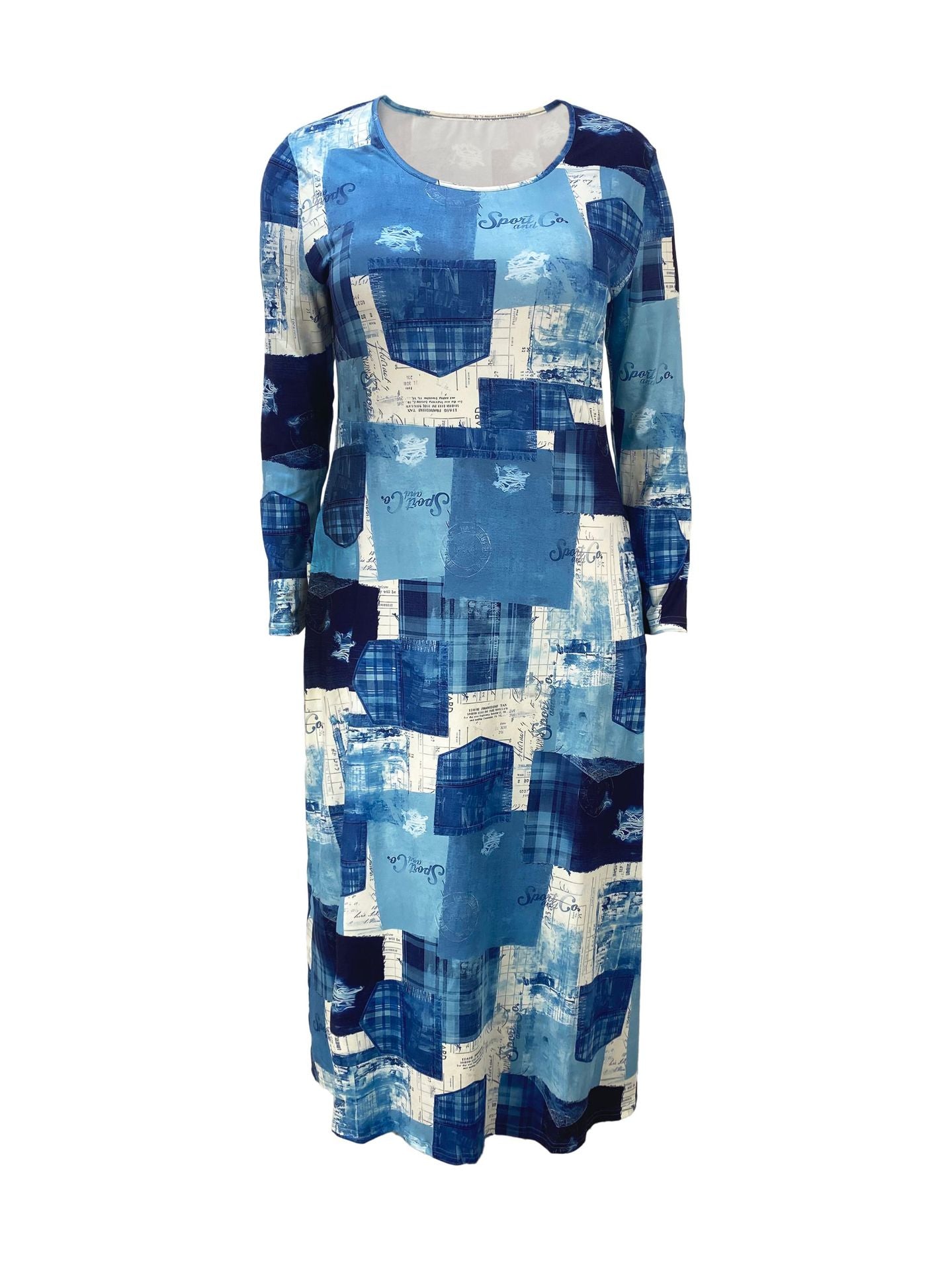Plus Size Women Printed V-Neck Dress 9