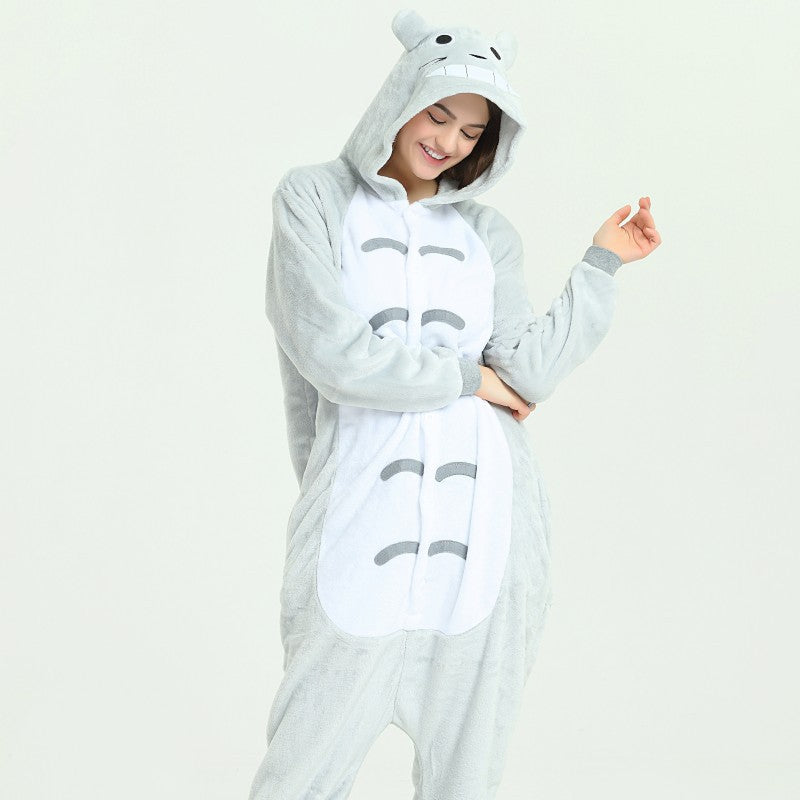 Exclusive flannel parent-child cartoon animal one-piece pajamas 11
