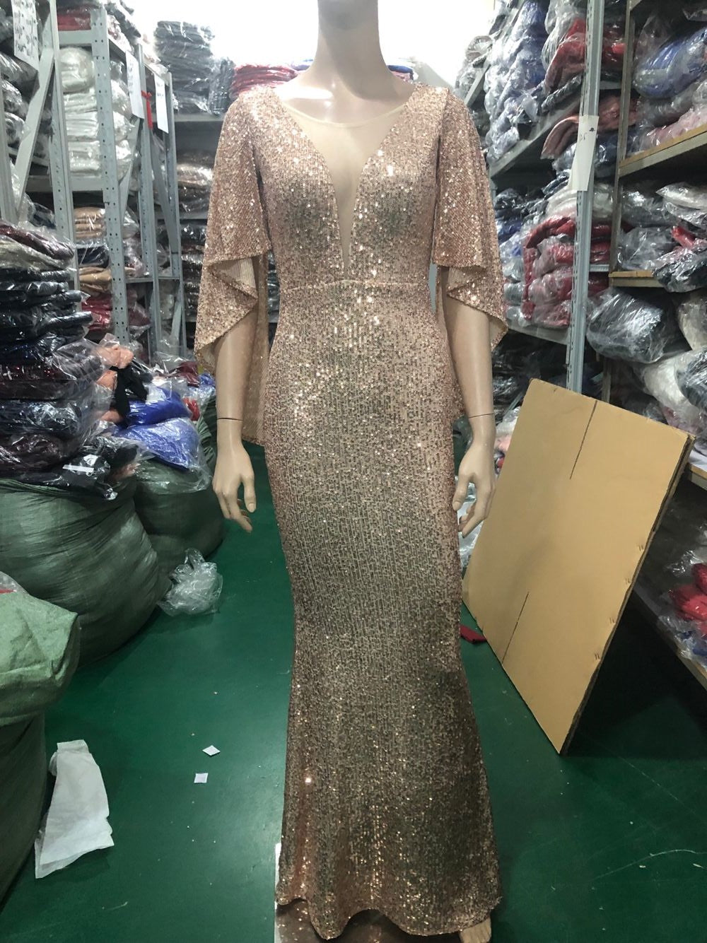 Autumn Formal Sequins Pink O-Neck Mermaid Evening Dress 9