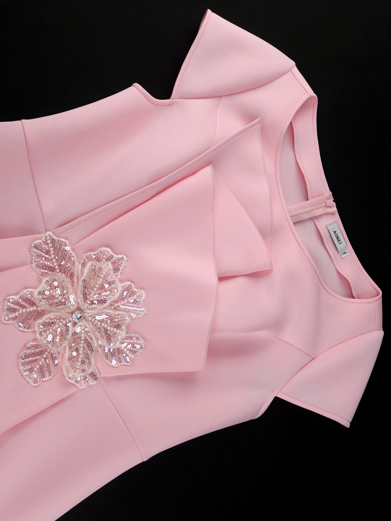 Women Summer Round Neck Short Sleeve Formal Party Patchwork Bodycon Dress 7