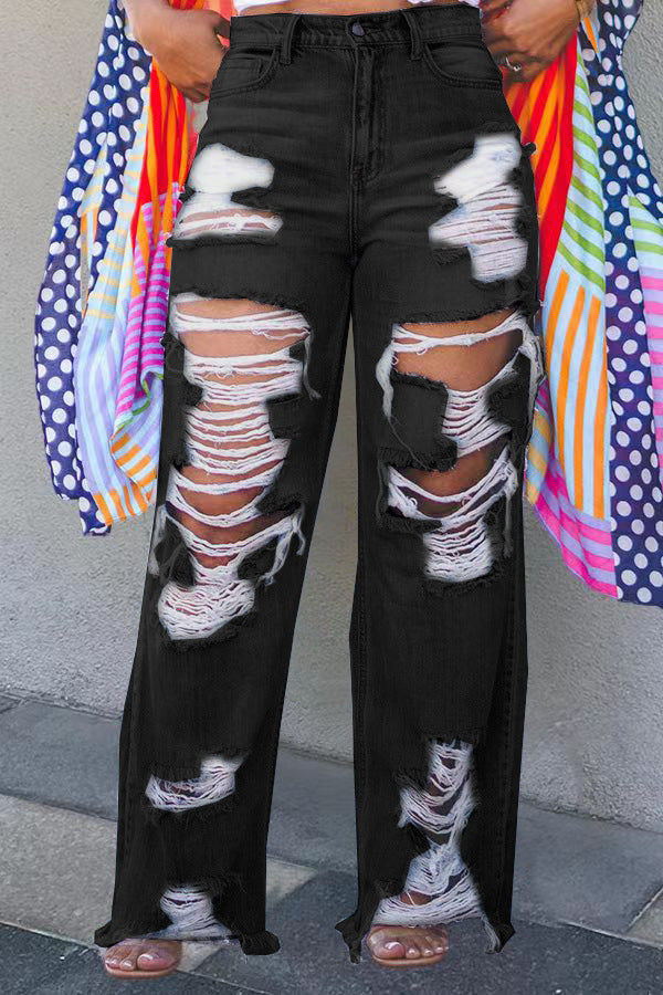 Sexy Fashion Ripped Denim Pants 4