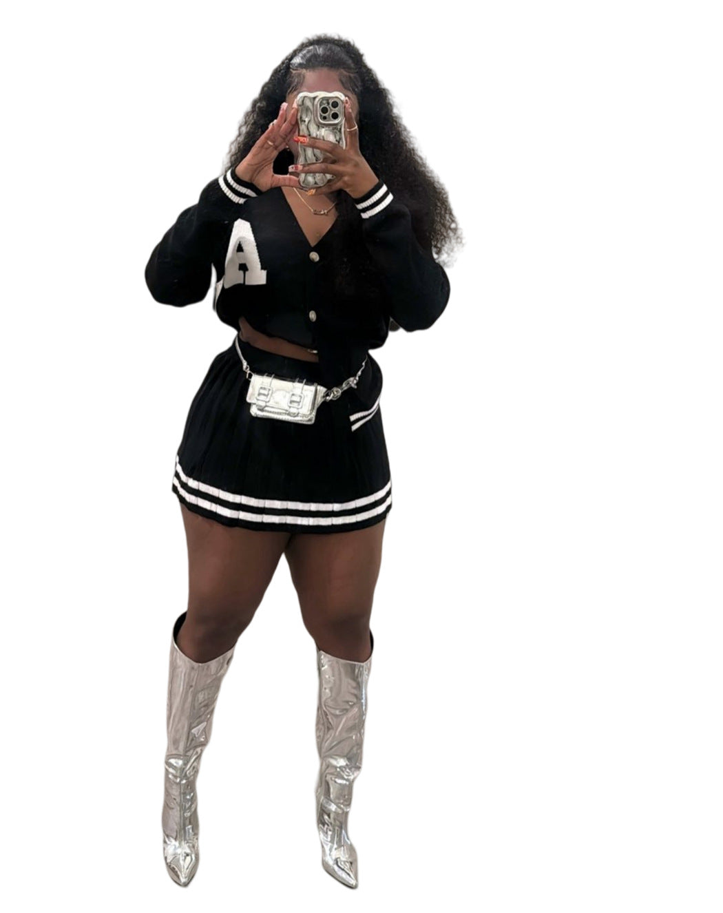 Cardigan Sweater Fashion Short Skirt Two Piece Set For Women 9