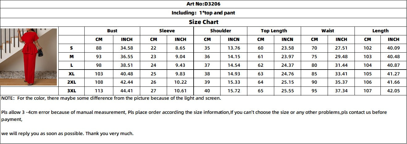 Women Summer Solid Lace-Up Top and High Waist Wide Leg Pants Two-Piece Set 14