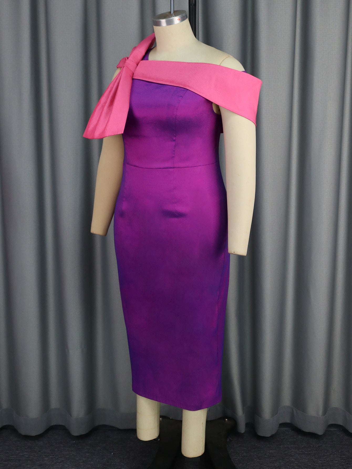 Sexy And Elegant Slash Shoulder Bowknot High Waist Formal Party Dress 5