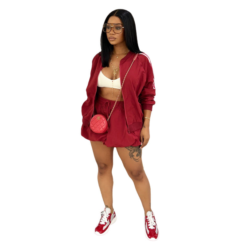 Casual Women's Skirt Ribbon Jacket Skirt Solid Color Two Piece Set 4