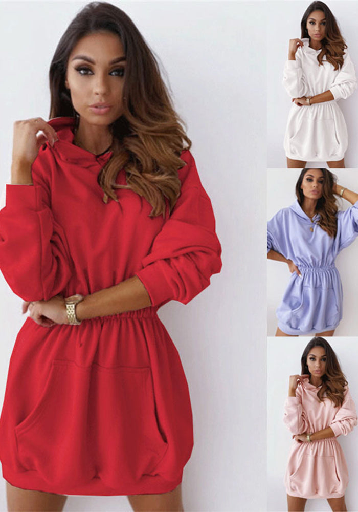 Women Sexy Hooded Long Sleeve Dress