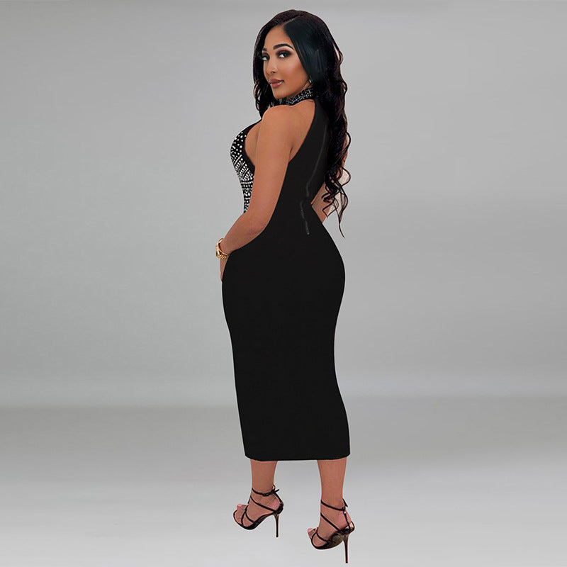 Women Summer Sexy Beaded See-Through Zipper Dress 4