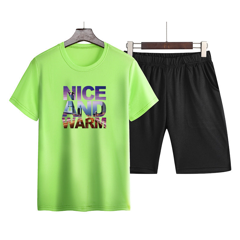 Casual Sports Short-Sleeved Set Men'S Two-Piece Summer Men'S Slim Fashion Sports Casual Trend T-Shirt Shorts 6