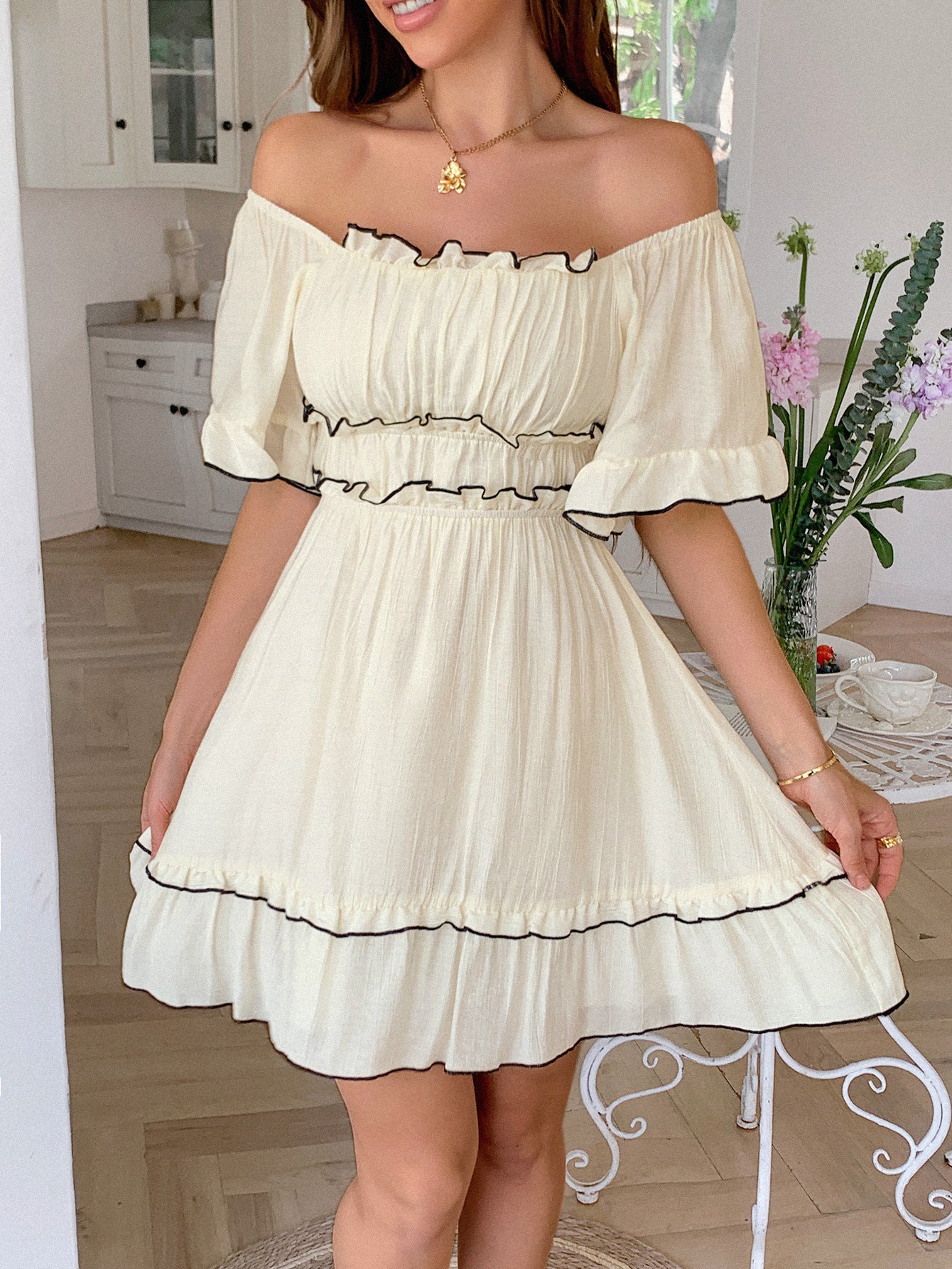 Spring-Summer Holiday Off Shoulder Casual Beach Dress for Women 5