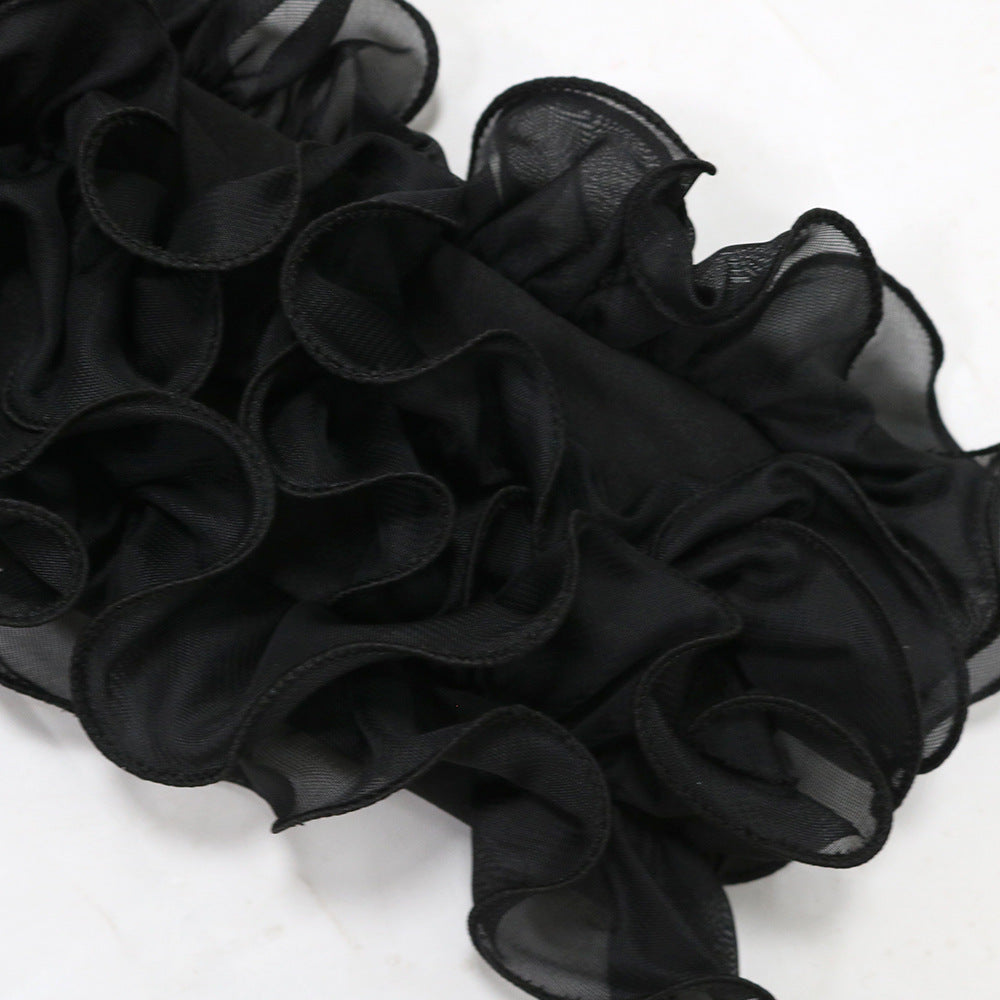 Fashion Solid Color Slash Shoulder Ruffled Top For Women 13