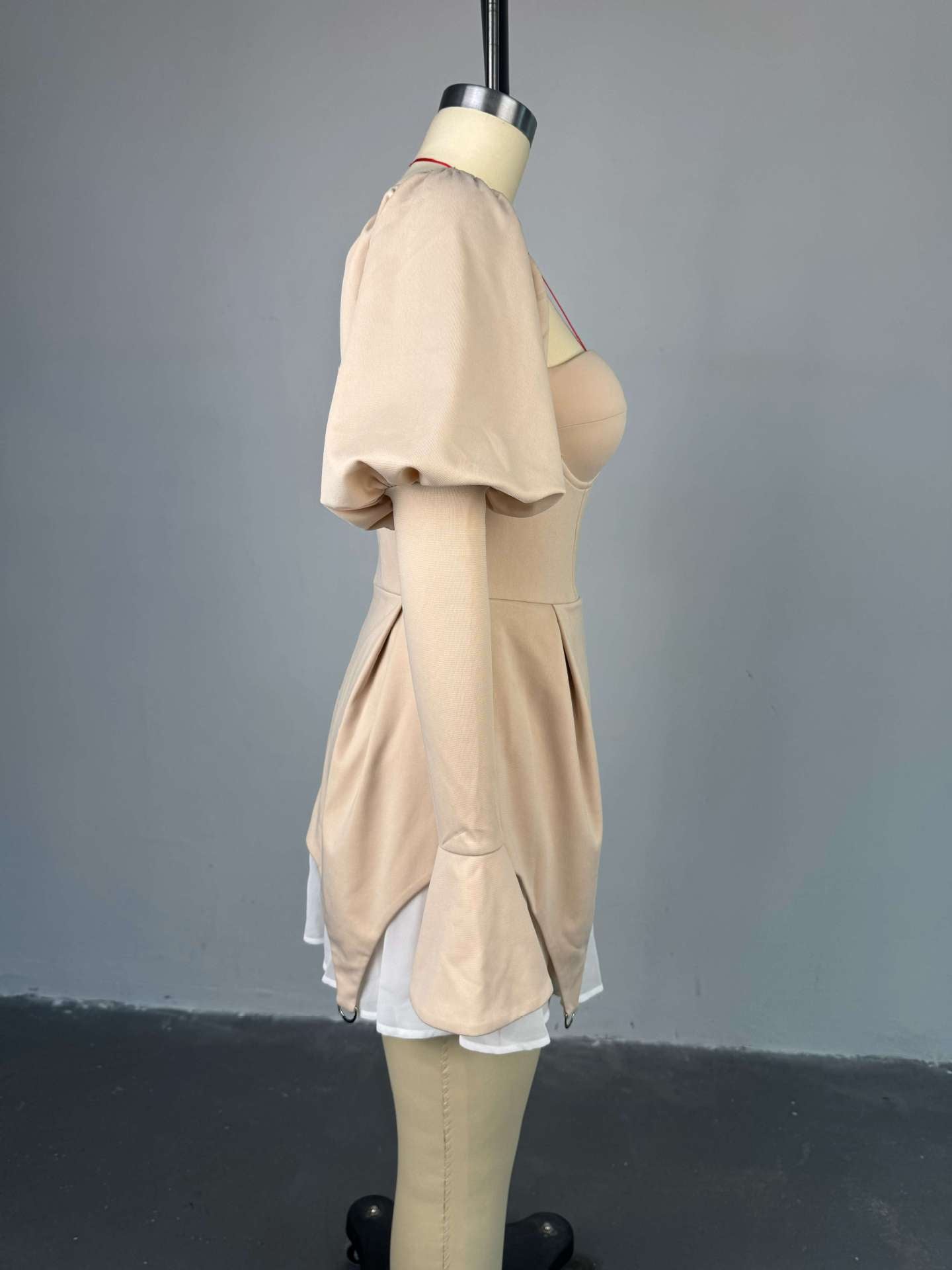 Women summer wrapped chest patchwork irregular bubble sleeve dress 8