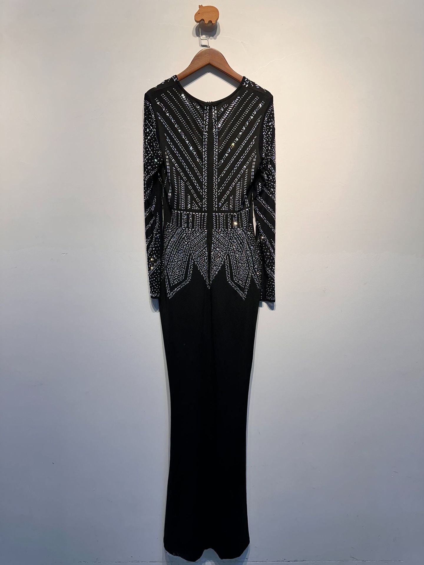 Women Sexy Beaded Bodycon V-Neck Dress 8