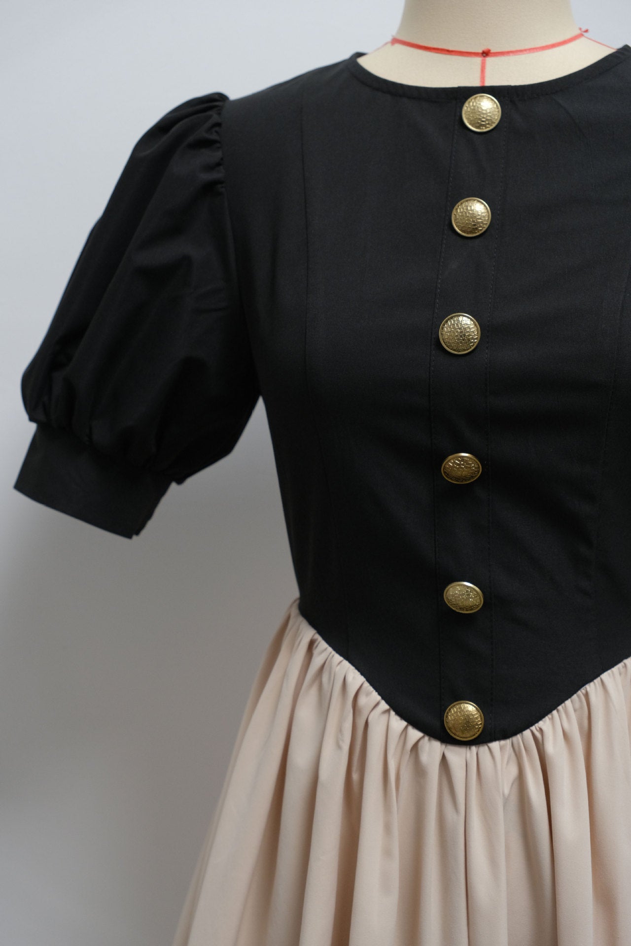 Women Summer Princess Sleeve Button Pleated Dress 7