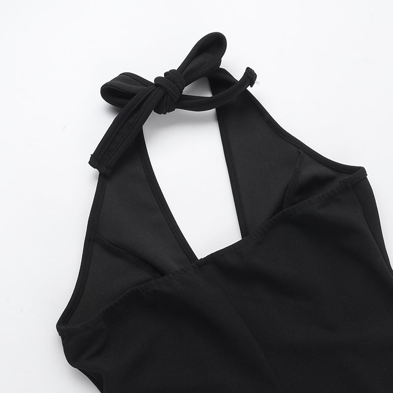 Women autumn sexy Halter Neck V Neck ruffle dress 22