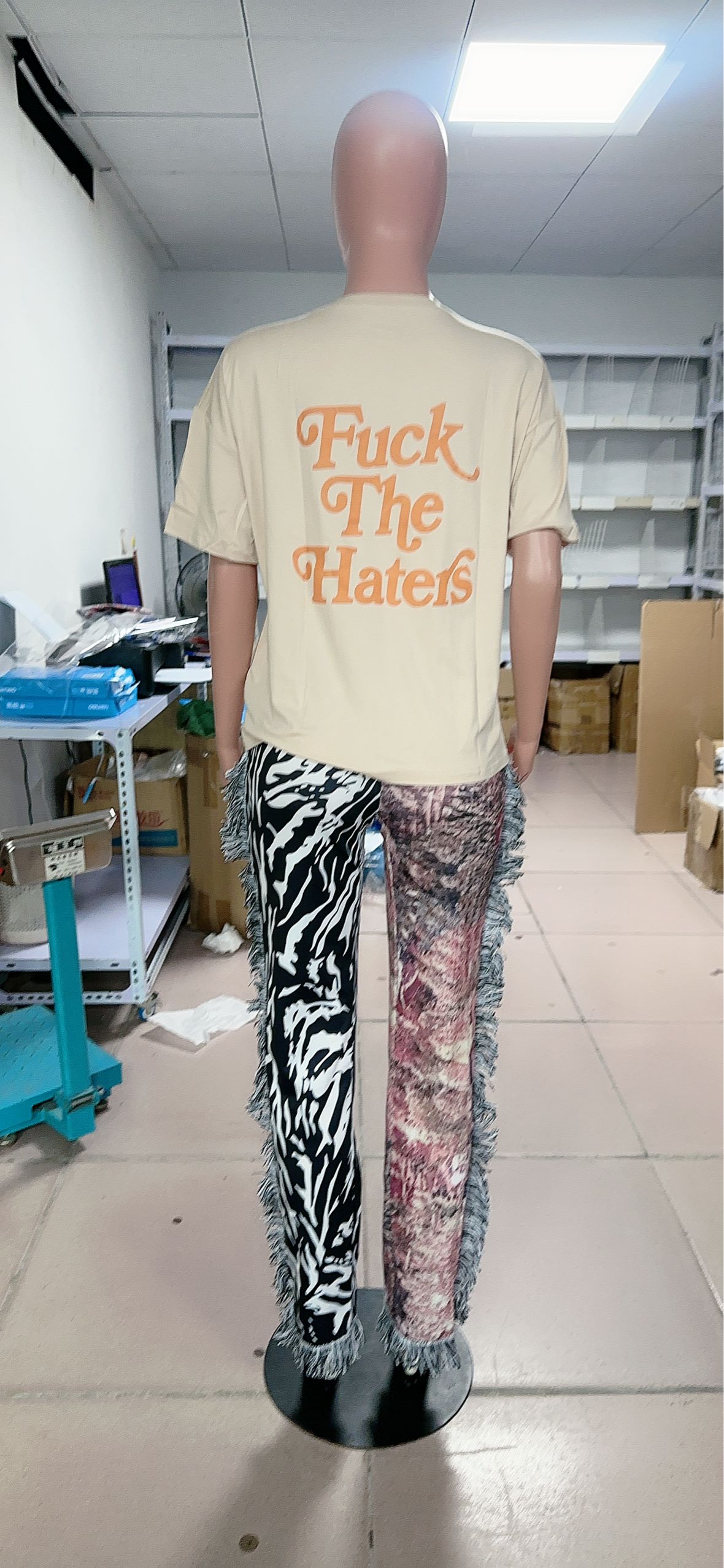 Autumn Casual Fashion Multi-Color Pattern Tassel Velvet Pants + T-Shirt Set For Women 8