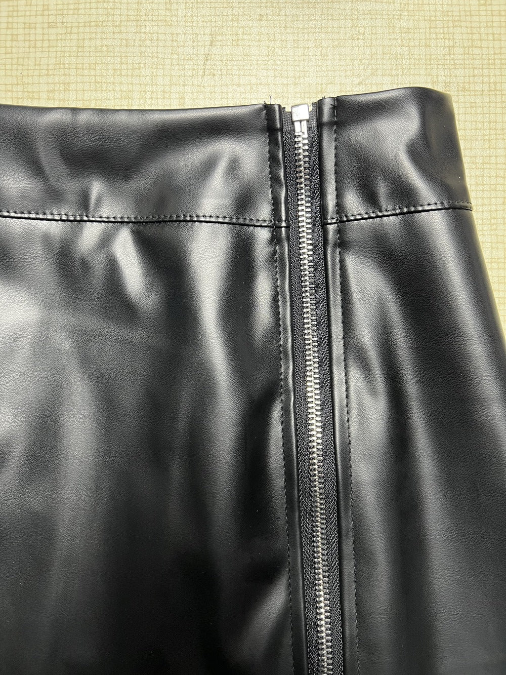Women Street Casual Zipper Bodycon Pu Leather Skirt 7