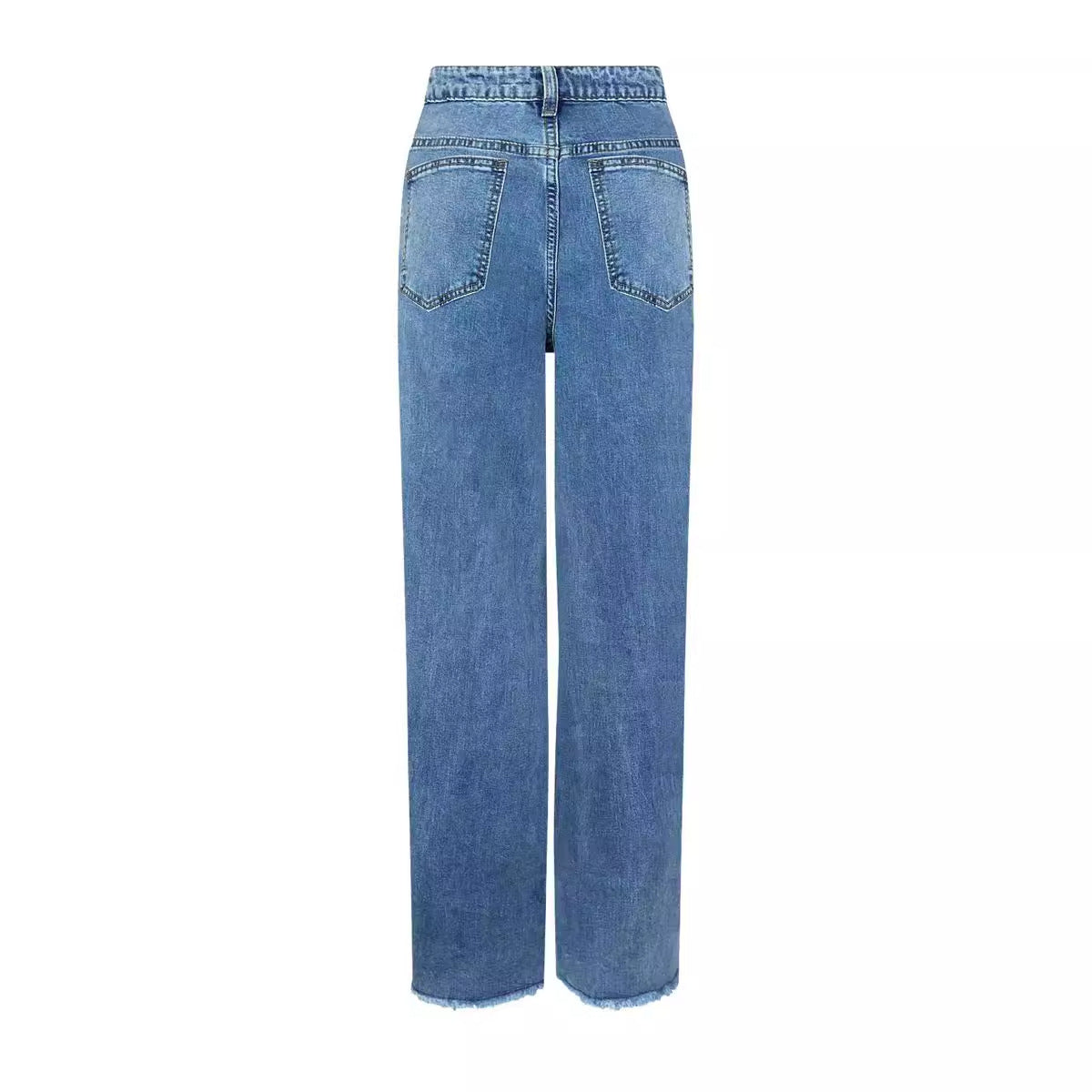 Fashion Ripped straight wide leg trousers 4