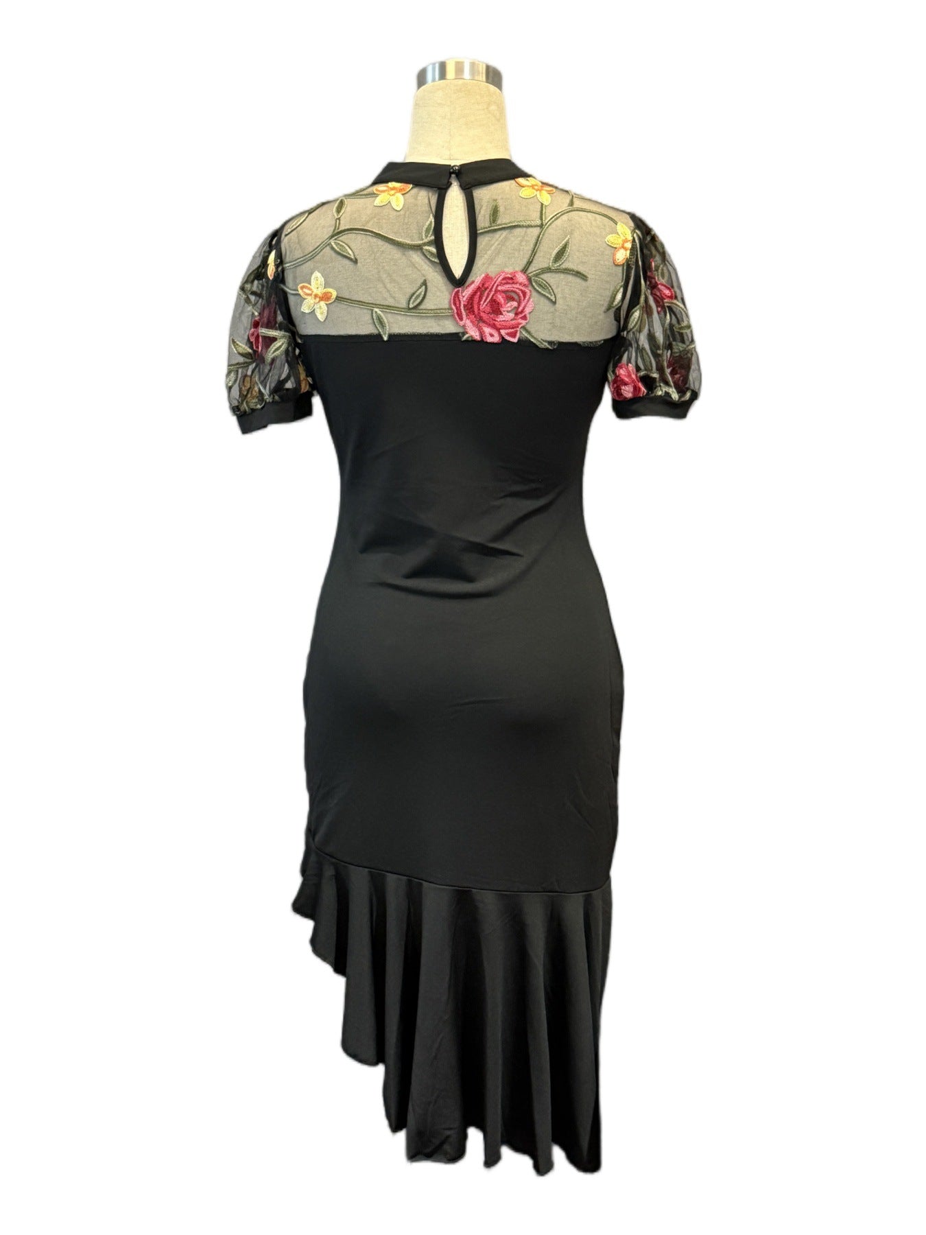 Women's Mesh Jacquard Asymmetrical Slim-Waist Party Dress 8