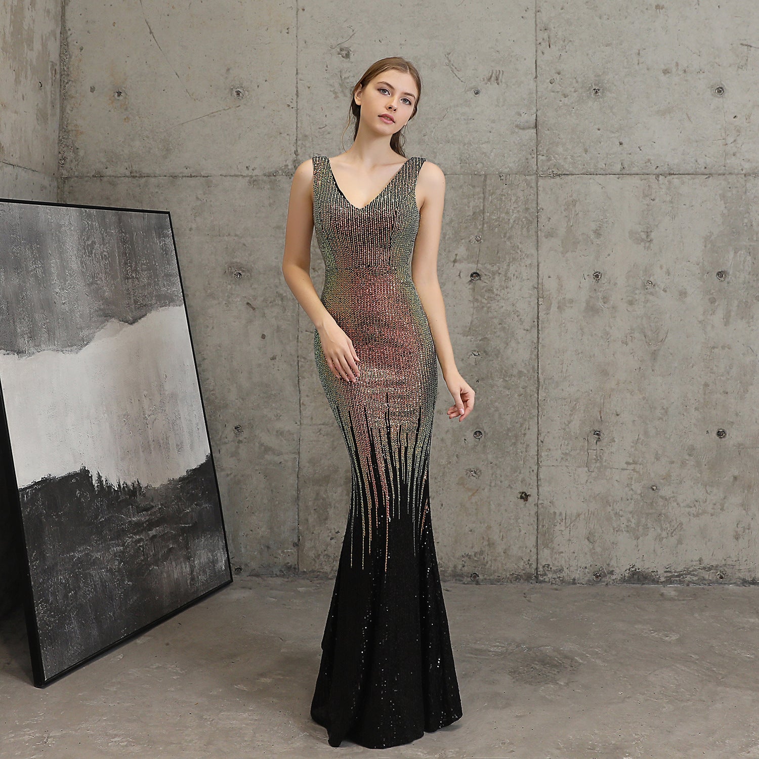 Women Sequined Formal Party Elegant Mermaid Evening Dress 3