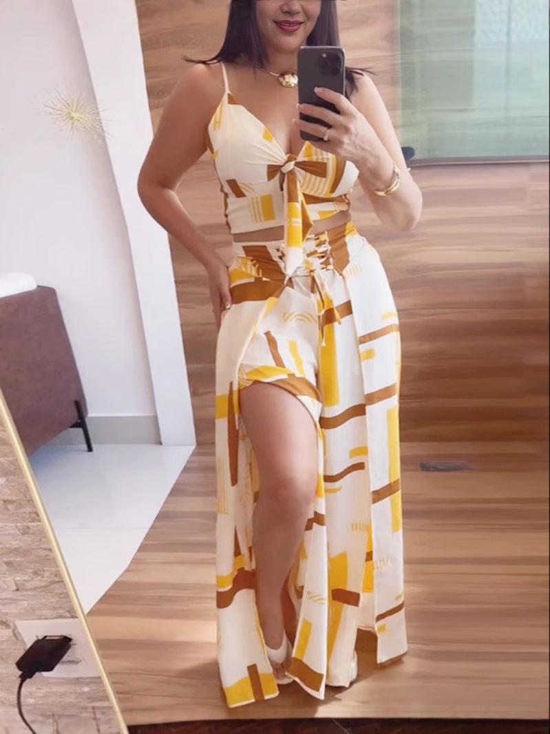 Women's fashion print Casual two-piece trousers Set 4