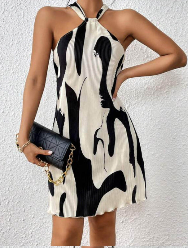 Women Sleeveless Printed Halter Neck Dress 11