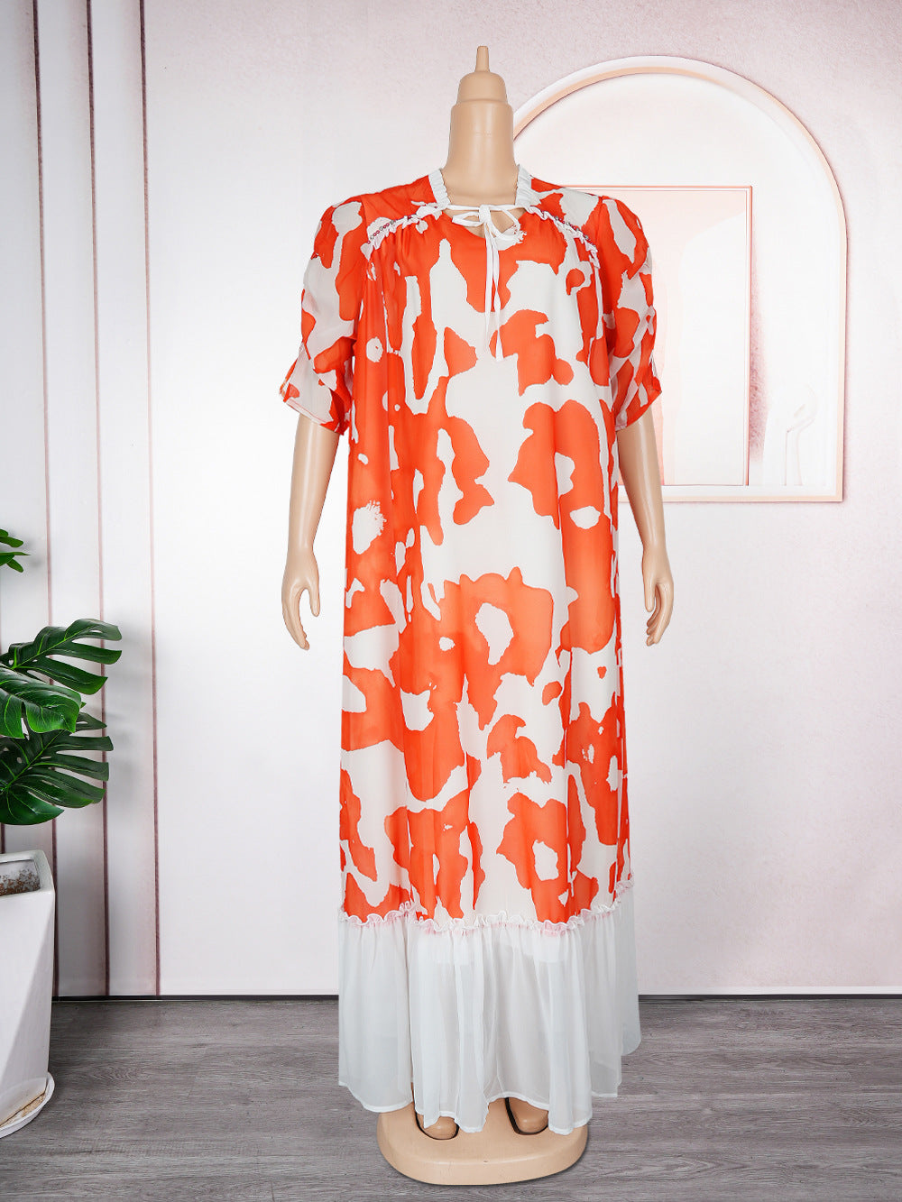 Plus Size African Women Chiffon Print Dress 11