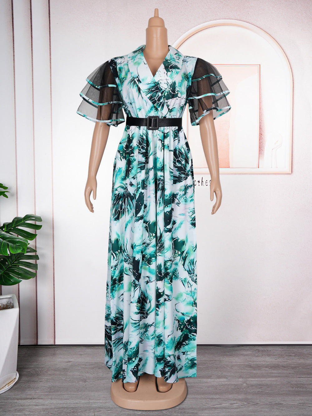 Plus Size African Women Printed Dress Puff Sleeve Long Dress 12