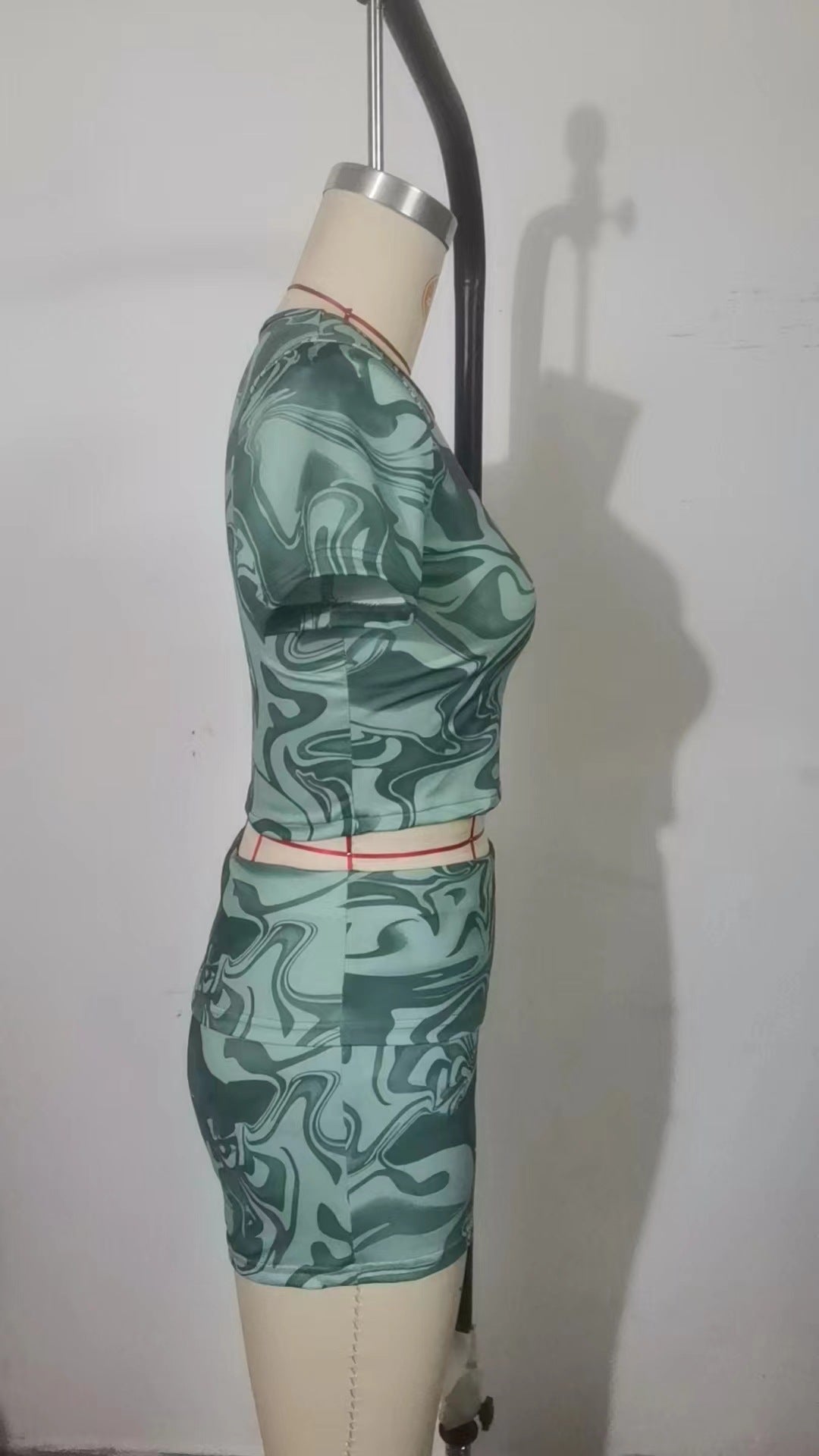 Women Round Neck short-sleeved T-shirt and shorts two-piece set 11