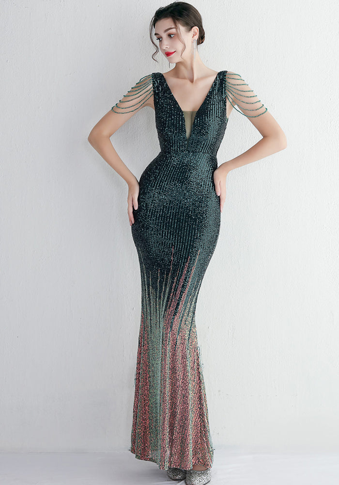 Elegant Chic Gradient Sequin Party Dress Long Formal Party Slim Fit Evening Dress Chic Elegant Prom Dress