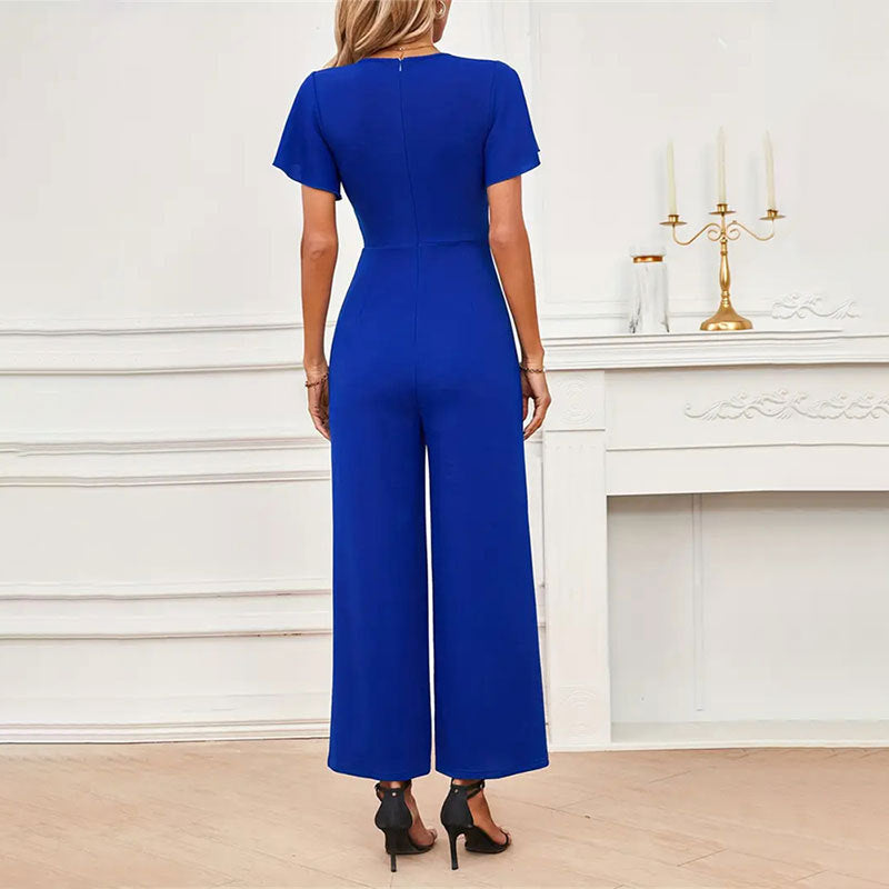 Ruffled Flying Sleeves Women's Wide-Leg Jumpsuit 9