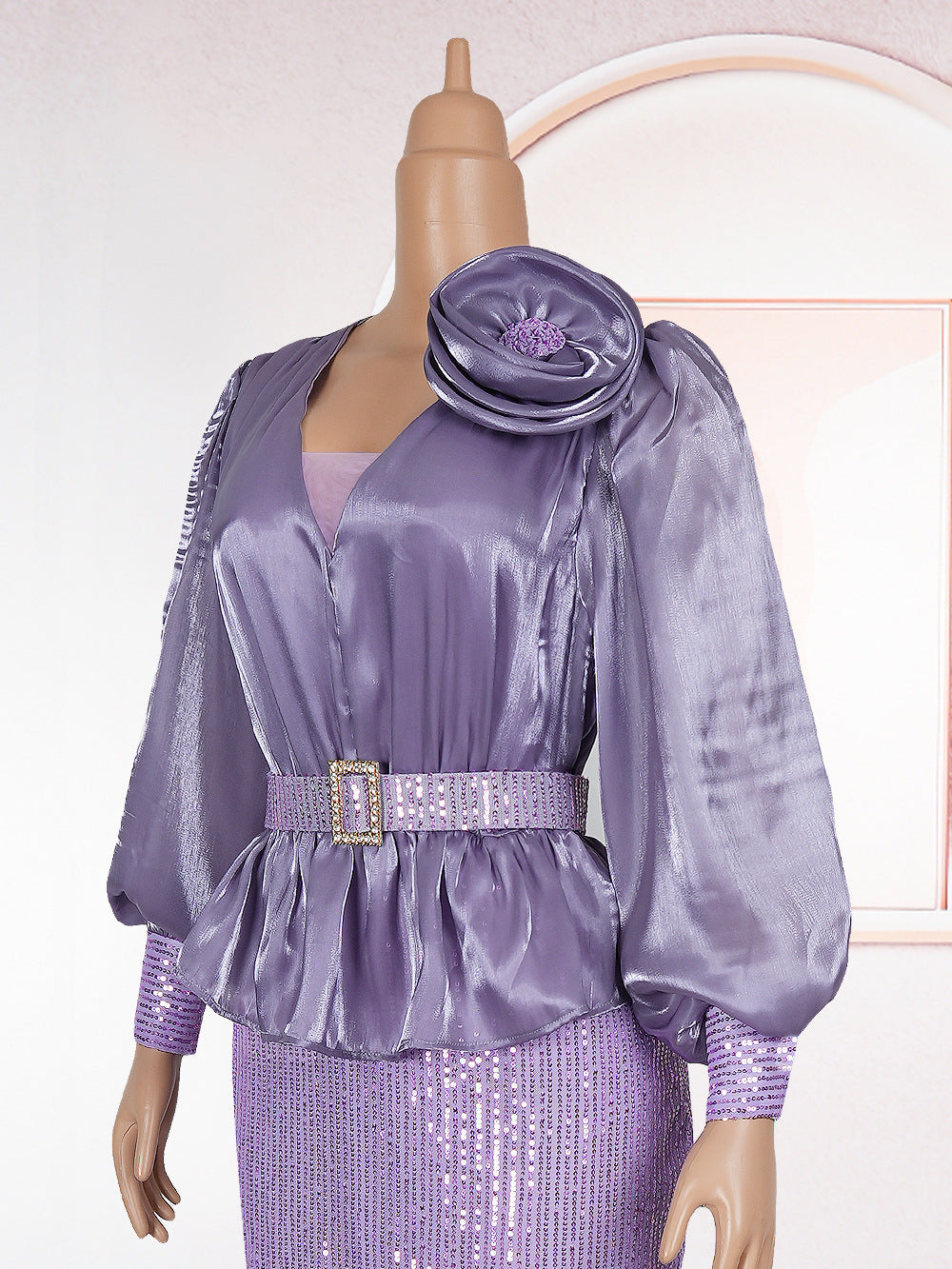 Africa Plus Size Women's Fashion Loose Sequin Evening Dress 15