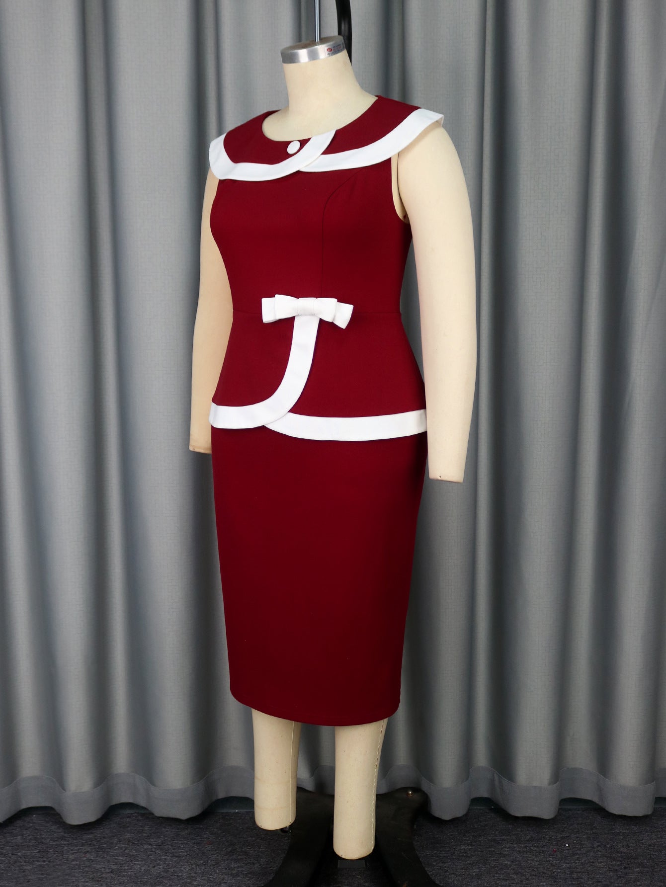 Turndown Collar Contrast Color Elegant Formal & Cocktail Party Dresses 7