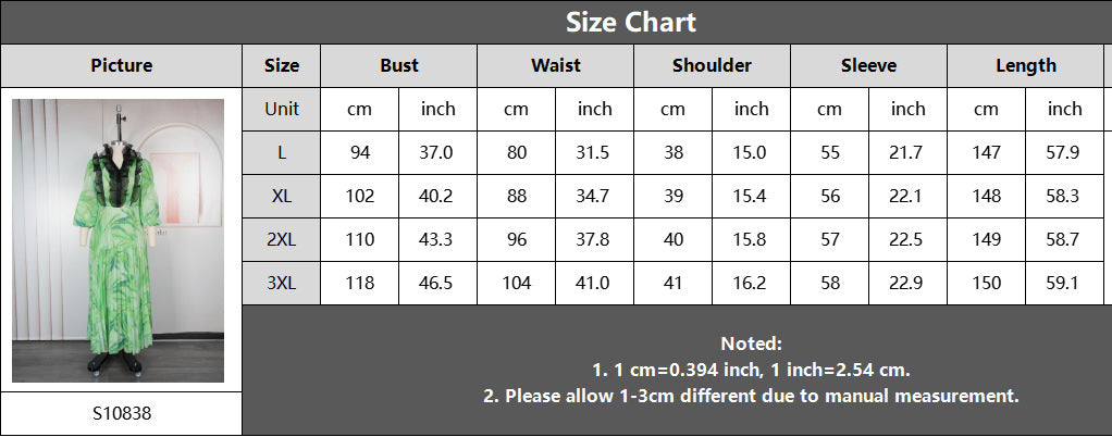 Elegant Long Dress Pleated African Plus Size Women's Print Chiffon Dress 10