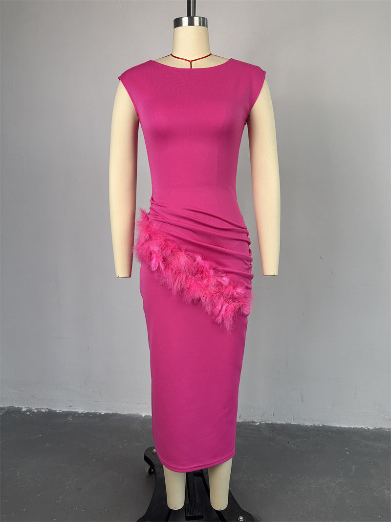 Women Summer Short Sleeve Solid Pleated Maxi Dress 10