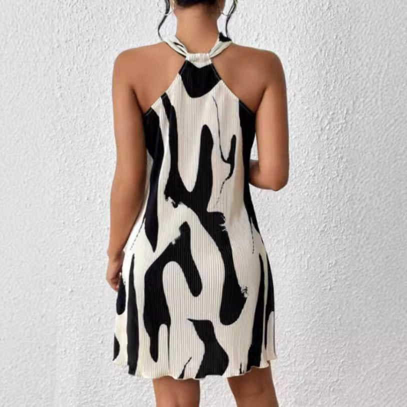 Casual Fashion Print Halter Neck Mini Dress 7