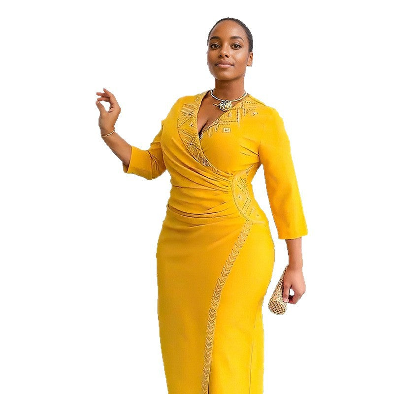 Plus Size African Style Beaded Party Evening Dress 9