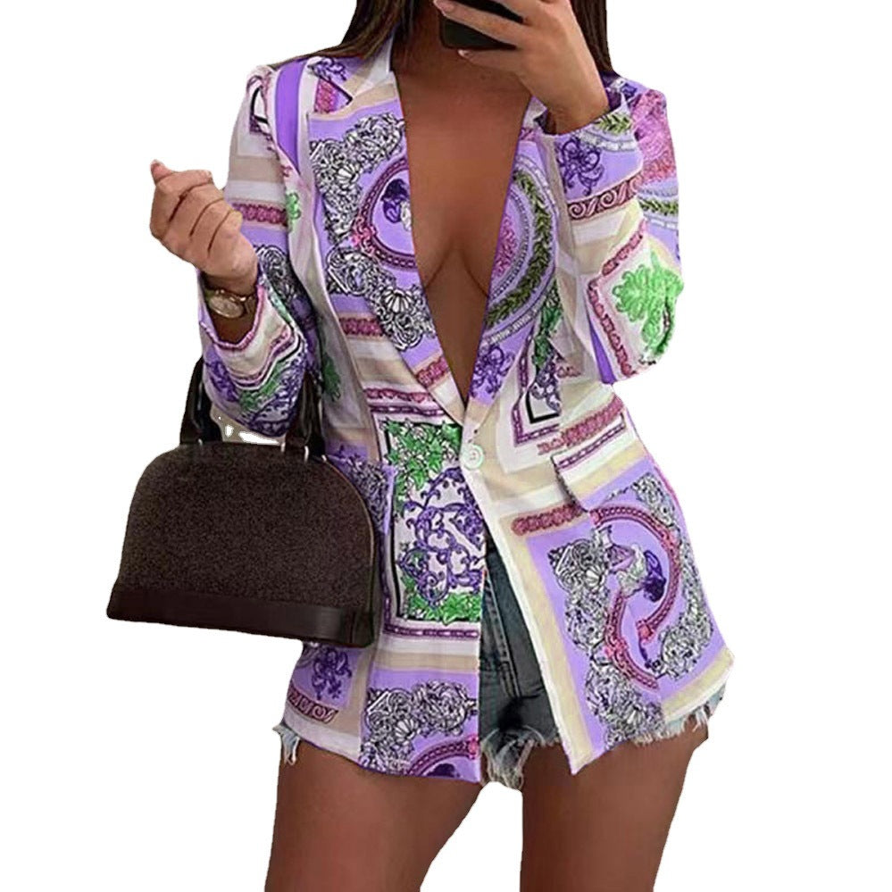 Fall/Winter Long Sleeve Fashion Sexy Print Blazer Jacket 9