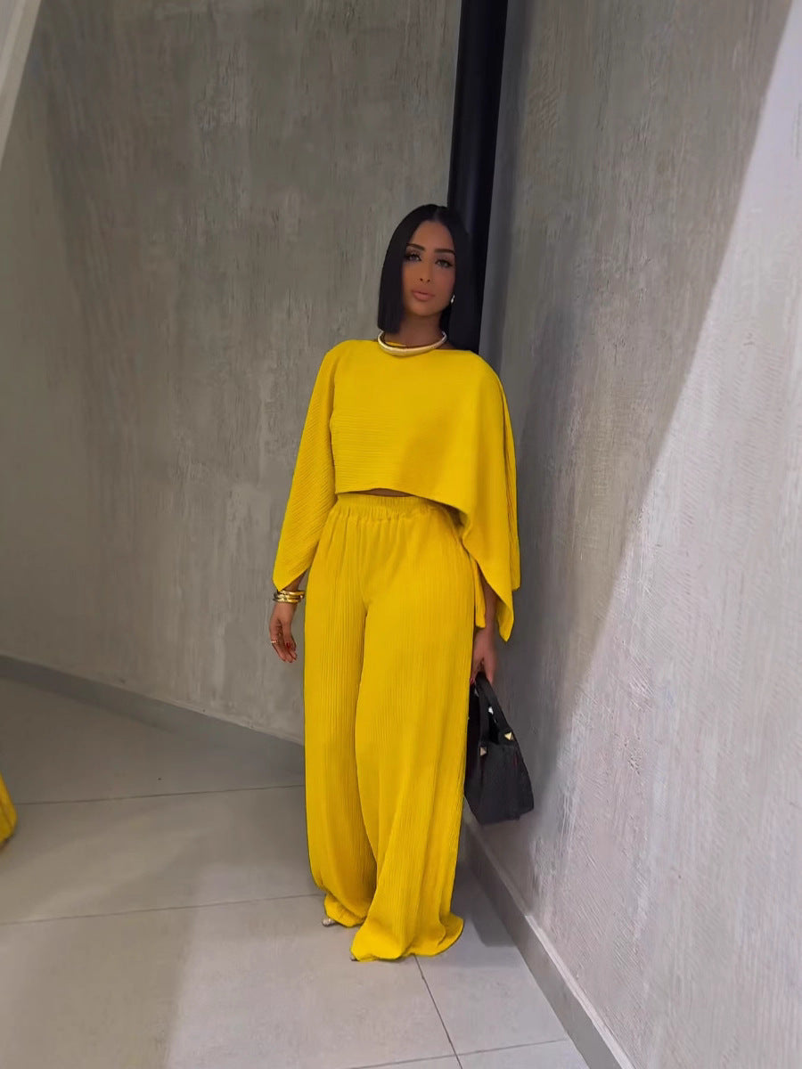 Fashion Women's Autumn/Winter Casual Long-Sleeve Wide-Leg Pants Set 4