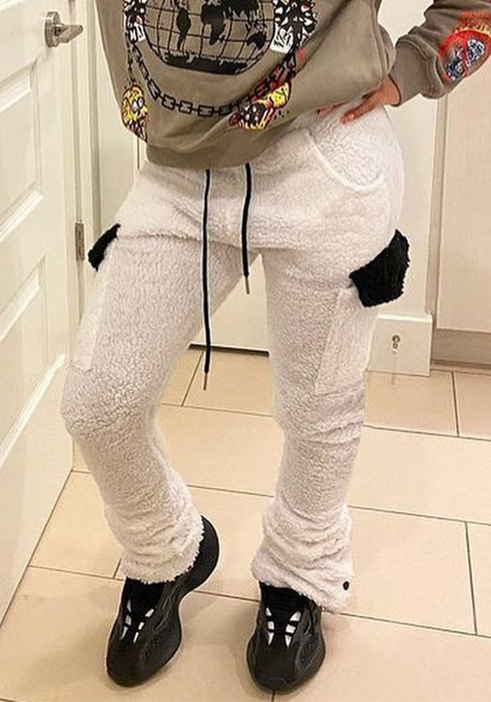 Women's Autumn Winter Fashion Slim Fleece Casual Trousers