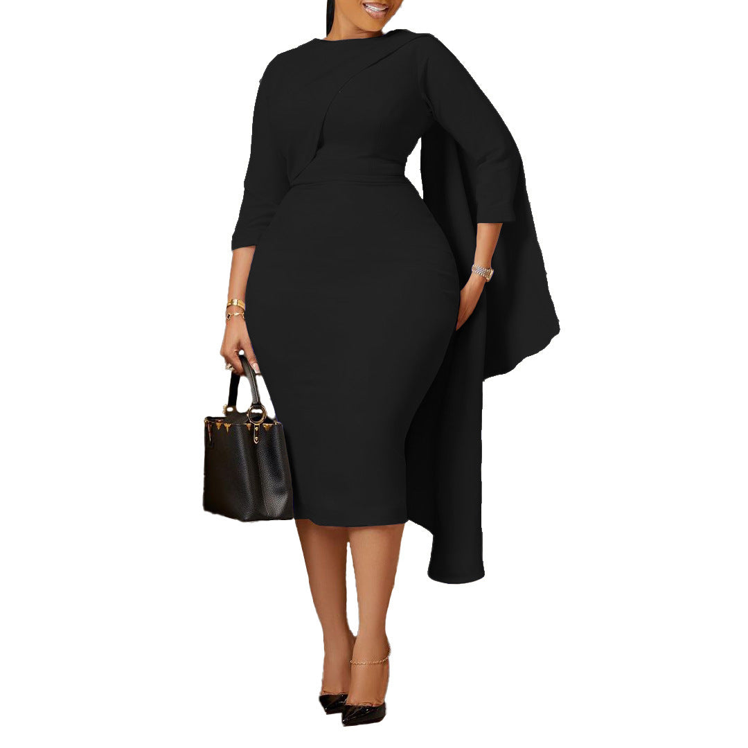Plus Size Women Solid Patchwork Bodycon Dress