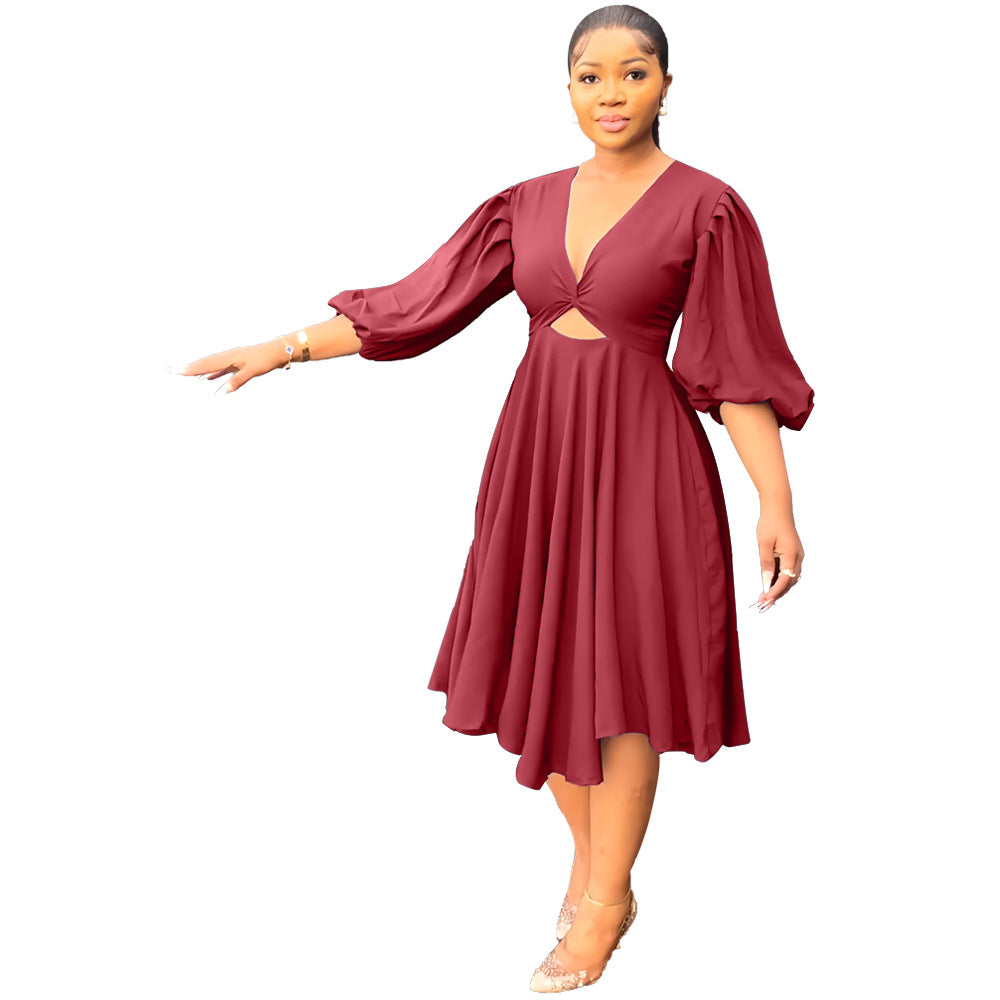 Women v-neck cutout dress 7