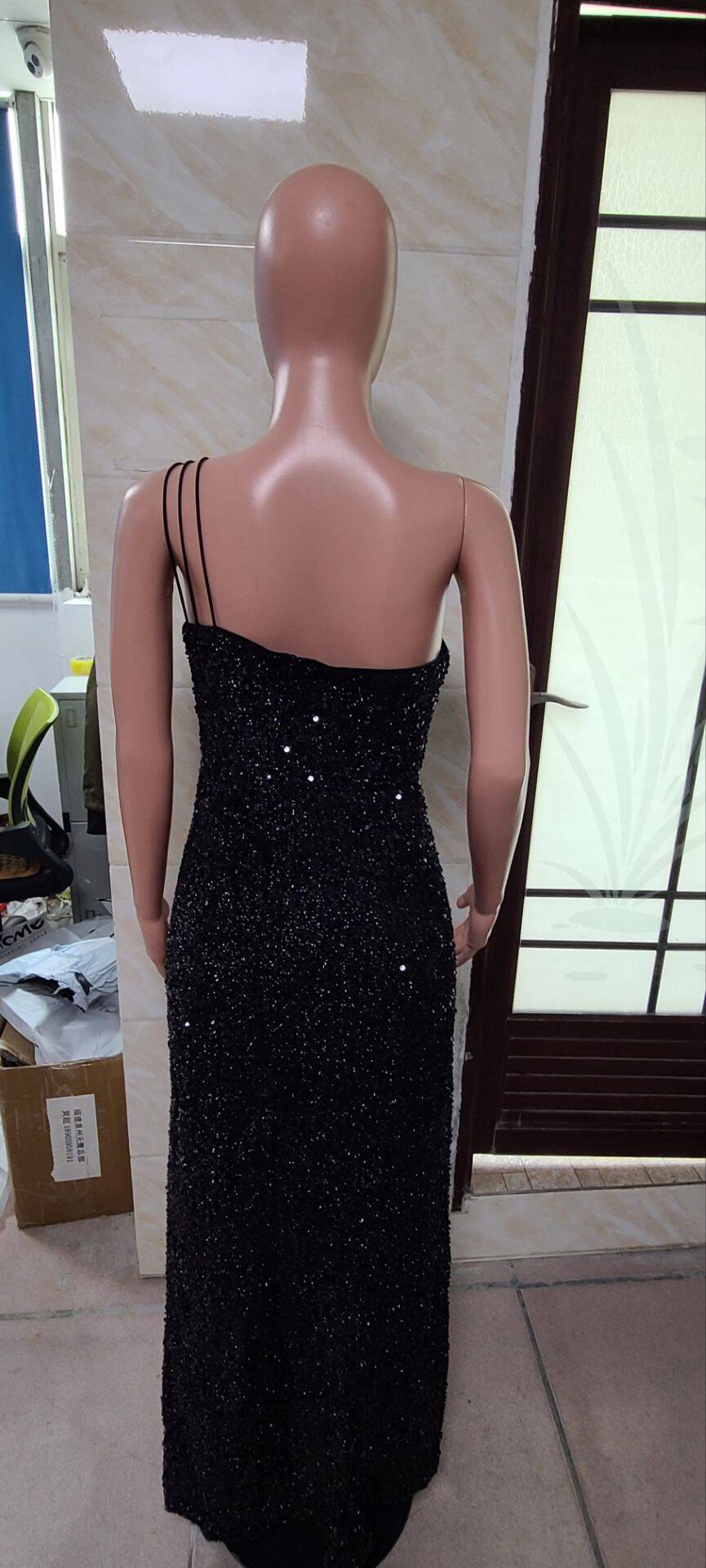 Women Summer Sexy Off Shoulder Slit Sequin Dress 17