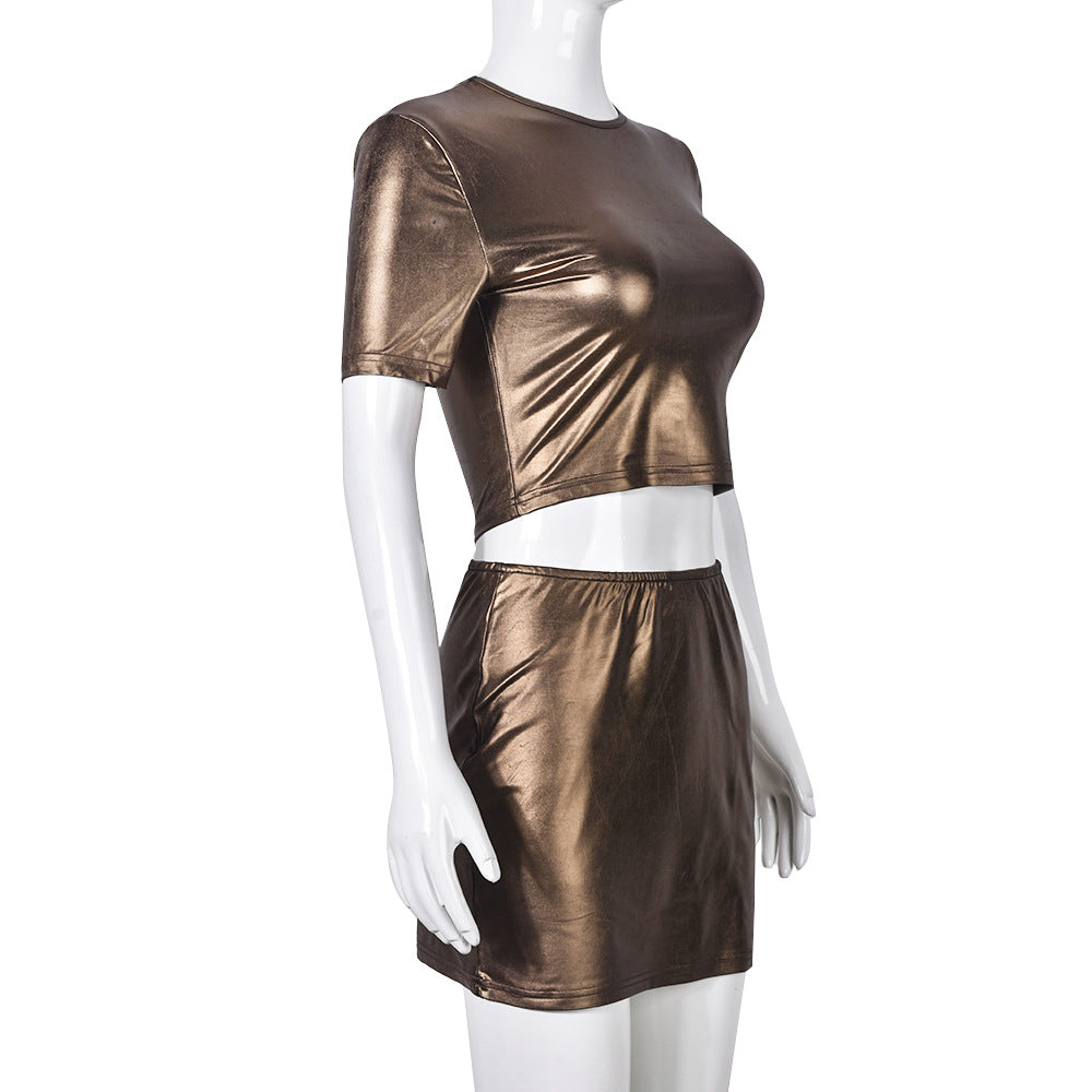 Women summer sexy Crop Top and Mini Skirt two-piece set 13