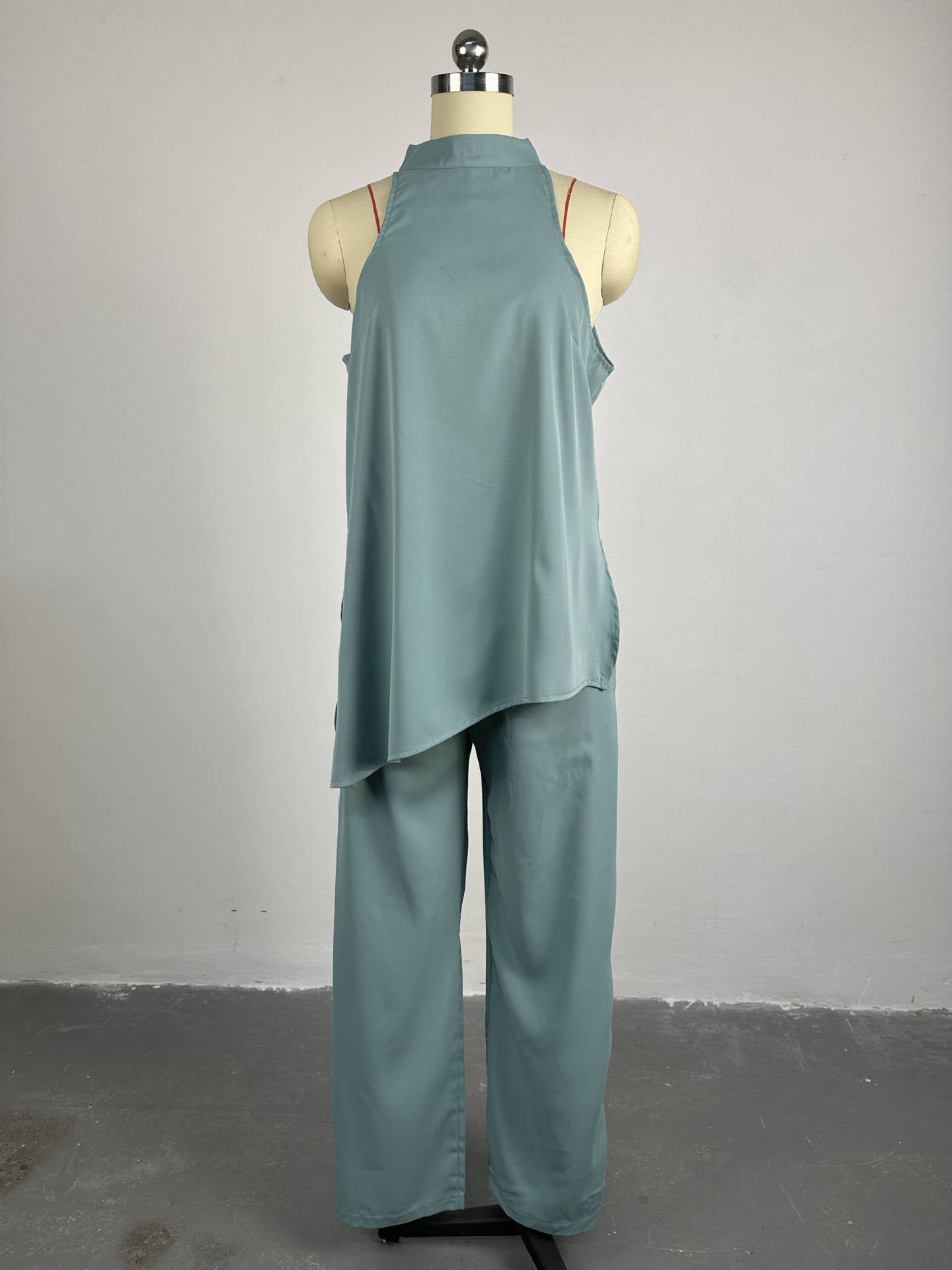 Women's Winter And Spring Sleeveless Tank Top Wide-Leg Trousers Casual Two Piece Set 11