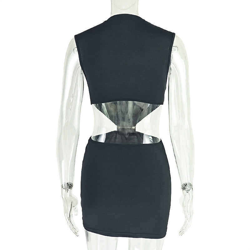 Style Fashion Women's Metallic High Neck Solid Chic Sleeveless Mini Bodycon Dress 13