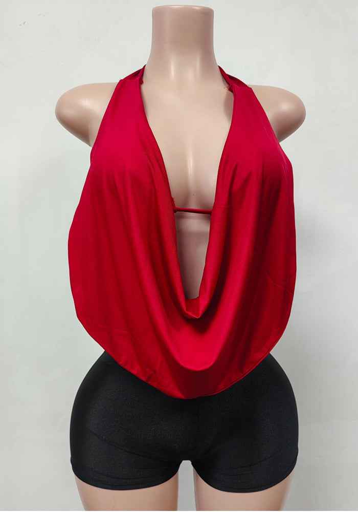 Spring Summer Women's Sexy Halter Neck Lace-Up Low Back Top Shorts Set