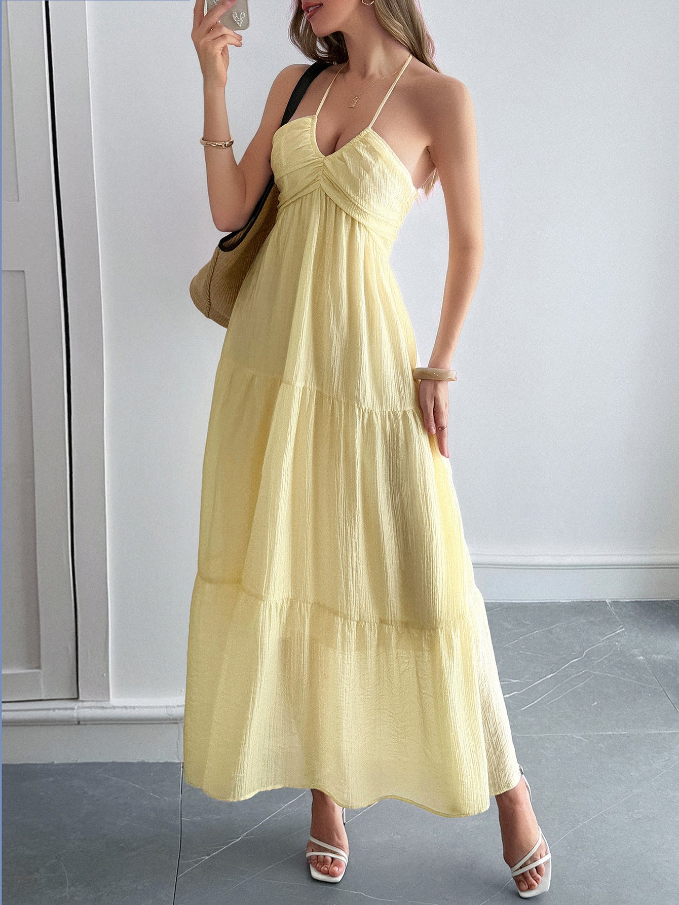 Spring/Summer Women's Elegant Holidays Halter-Neck Beach Long Dress 5
