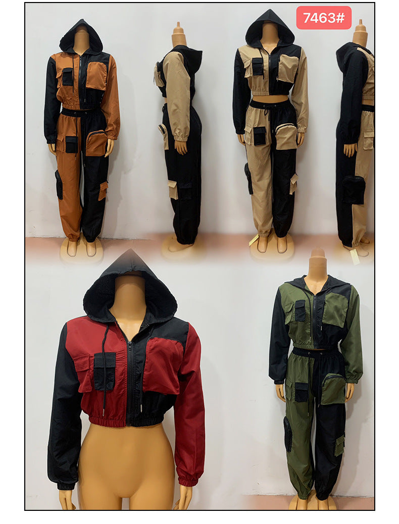 Women Double-piece hooded Top and trousers Casual Two Piece Set 12